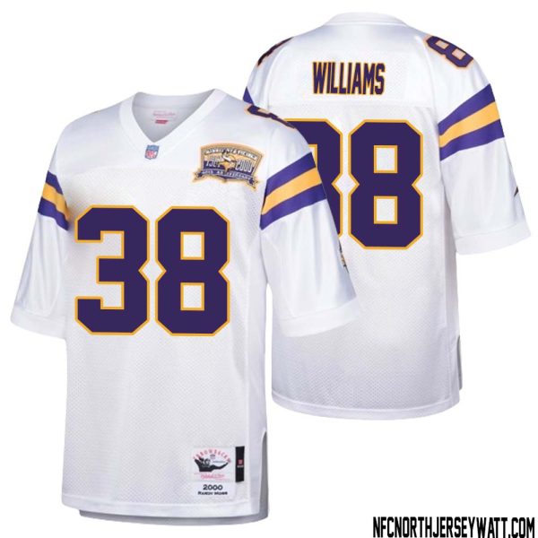 Jaylin Williams No 38 Men Mitchell & Ness White Minnesota Vikings Authentic Throwback Retired Player Jersey- Replica