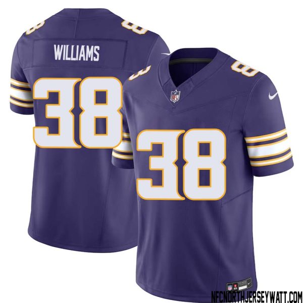 Jaylin Williams No 38 Mens Purple Minnesota Vikings Vapor F.u.s.e. Limited Jersey- Replica