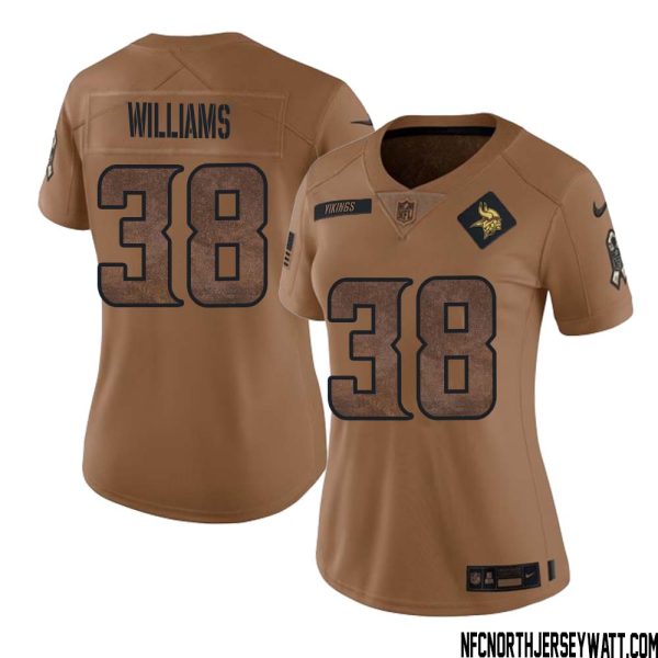 Jaylin Williams No 38 Women Brown Minnesota Vikings 2023 Salute To Service Limited Jersey – Replica
