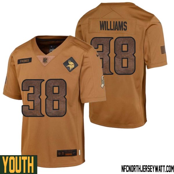 Jaylin Williams No 38 Youth Brown Minnesota Vikings 2023 Salute To Service Limited Jersey – Replica