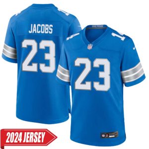 Jerry Jacobs No 23 Men’s Detroit Lions Home Game 2024 Jersey – Blue