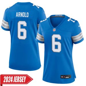 Jim Arnold No 6 Woman’s Detroit Lions Home Game 2024 Jersey – Blue