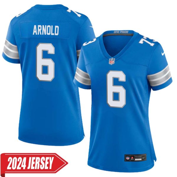 Jim Arnold No 6 Woman’S Detroit Lions Home Game 2024 Jersey – Blue