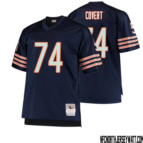 Jim Covert No 74 Men Mitchell & Ness Navy Chicago Bears Big & Tall 1966 Retired Player Replica Jersey