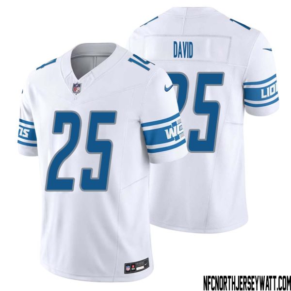 Jim David No 25 Men White Detroit Lions Vapor F.u.s.e. Limited Jersey – Replica