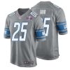 Jim David No 25 Mens Custom White Detroit Lions Super Bowl Lviii Away Game Jersey