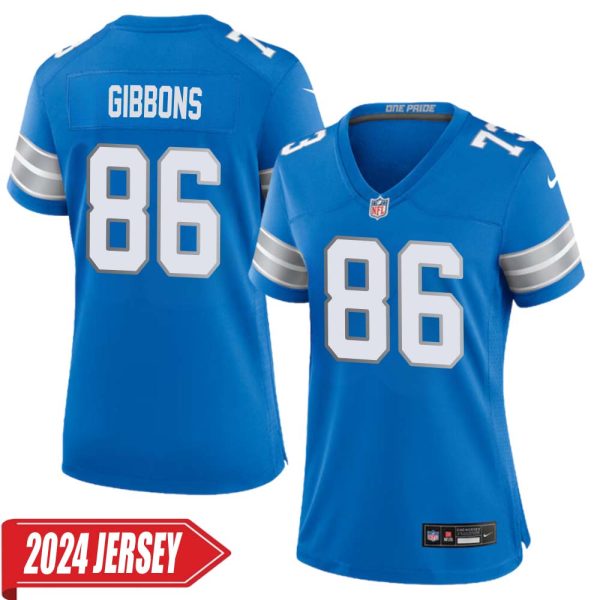 Jim Gibbons No 86 Woman’S Detroit Lions Home Game 2024 Jersey – Blue