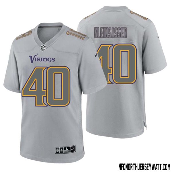 Jim Kleinsasser No 40 Men Gray Minnesota Vikings Atmosphere Fashion Game Jersey – Replica