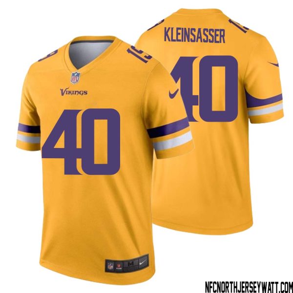 Jim Kleinsasser No 40 Men Minnesota Vikings Gold Inverted Legend Jersey – Replica