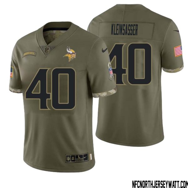 Jim Kleinsasser No 40 Men Olive Minnesota Vikings 2022 Salute To Service Retired Player Limited Jersey – Replica