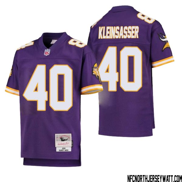 Jim Kleinsasser No 40 Youth Mitchell & Ness Purple Minnesota Vikings 1998 Legacy Retired Player Jersey- Replica