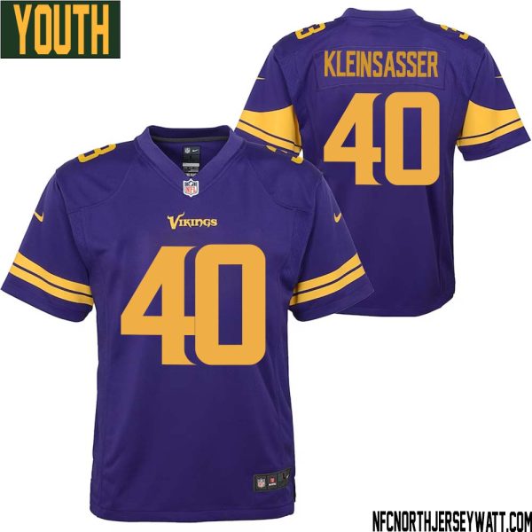 Jim Kleinsasser No 40 Youth Purple Minnesota Vikings Color Rush Vapor Untouchable Limited Jersey- Replica