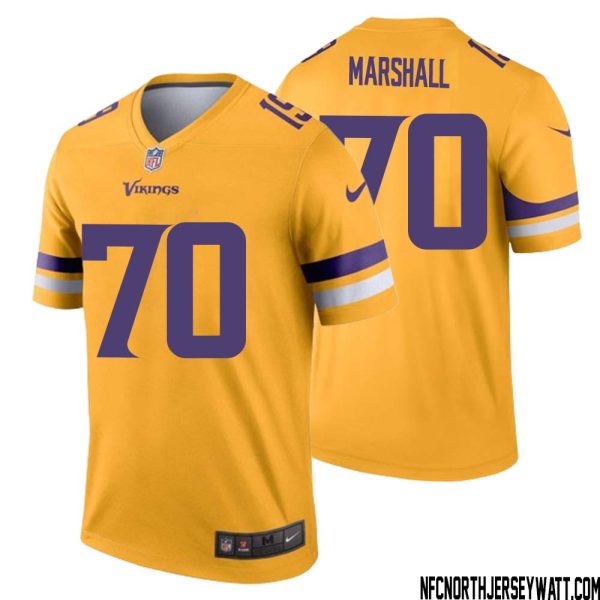 Jim Marshall No 70 Men Minnesota Vikings Gold Inverted Legend Jersey – Replica