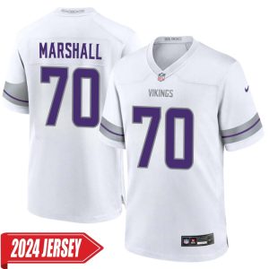 Jim Marshall No 70 Men’s Minnesota Vikings White Alternate Custom Game 2024 Jersey
