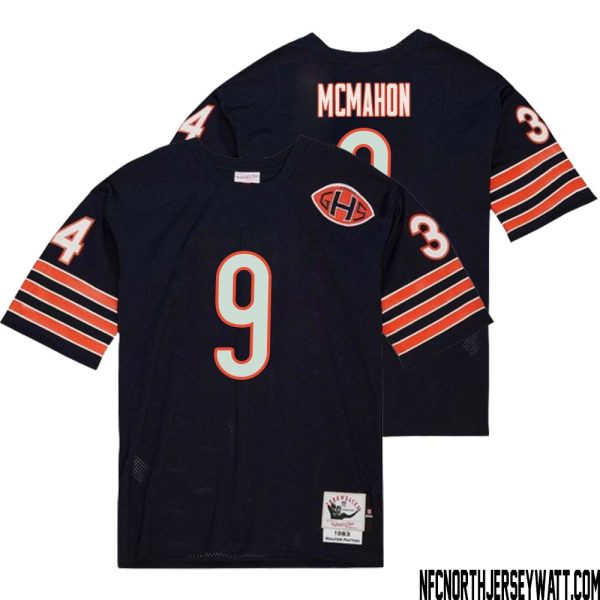 Jim Mcmahon No 9 Men Mitchell & Ness Navy Chicago Bears 2004 Authentic Throwback Retired Player Jersey – Replica