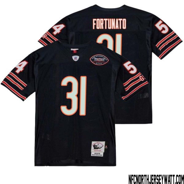 Joe Fortunato No 31 Men Mitchell & Ness Dark Navy Chicago Bears 2004 Authentic Throwback Retired Player Jersey – Replica
