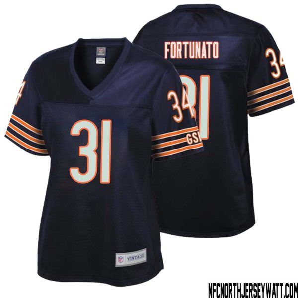 Joe Fortunato No 31 Women Nfl Pro Line Navy Chicago Bears Retired Player Replica Jersey
