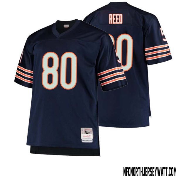 Joe Reed No 80 Men Mitchell & Ness Navy Chicago Bears Big & Tall 1966 Retired Player Replica Jersey