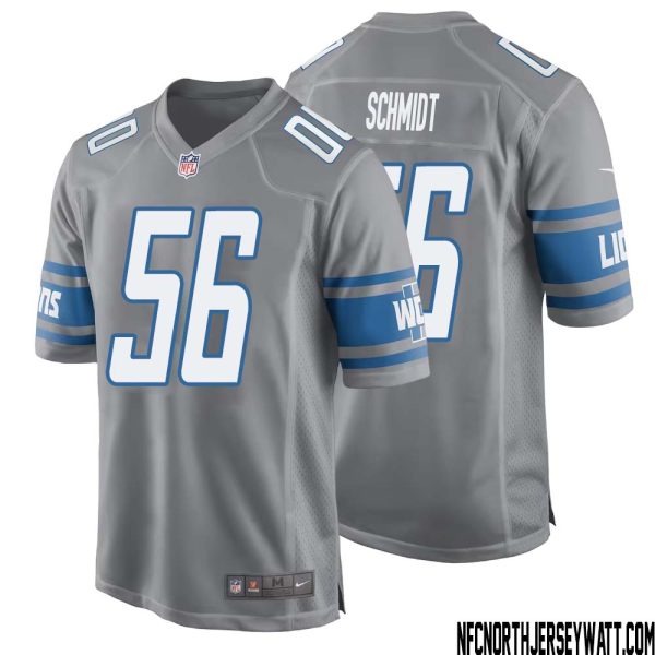 Joe Schmidt No 56 Men Gray Detroit Lions Player Alternate Game Jersey – Replica