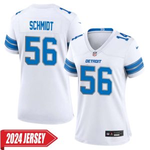 Joe Schmidt No 56 Woman’s Detroit Lions Away Game 2024 Jersey – White