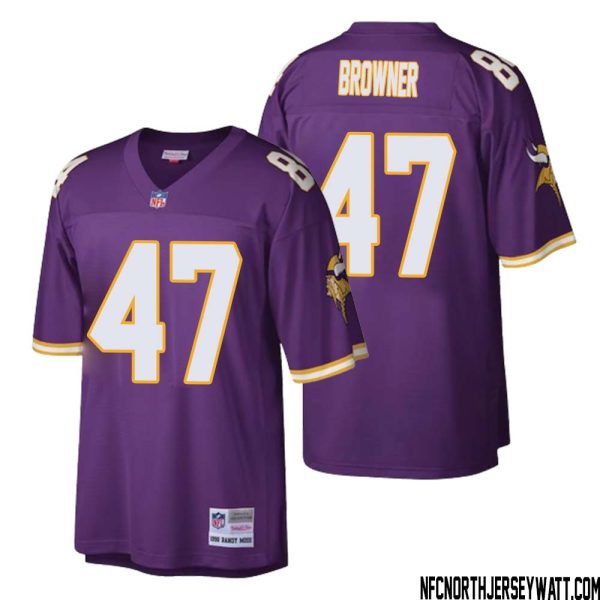 Joey Browner No 47 Men Mitchell & Ness Purple Minnesota Vikings Retired Player Legacy Replica Jersey