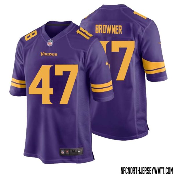 Joey Browner No 47 Men Purple Minnesota Vikings Alternate Game Jersey – Replica