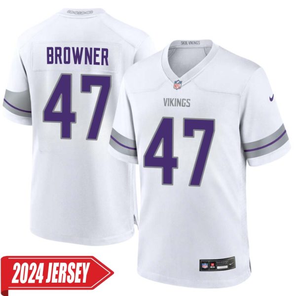 Joey Browner No 47 Men’S Minnesota Vikings White Alternate Custom Game 2024 Jersey
