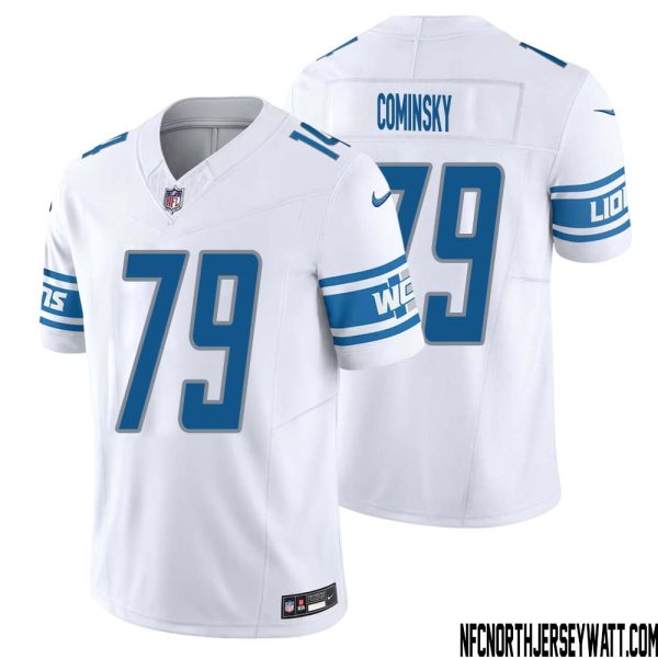 John Cominsky No 79 Men White Detroit Lions Vapor F.u.s.e. Limited Jersey – Replica