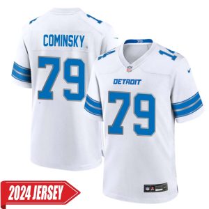 John Cominsky No 79 Men’s Detroit Lions Away Game 2024 Jersey – White