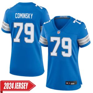 John Cominsky No 79 Woman’s Detroit Lions Home Game 2024 Jersey – Blue