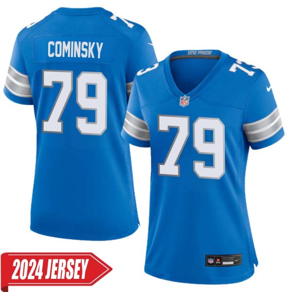 John Cominsky No 79 Woman’S Detroit Lions Home Game 2024 Jersey – Blue