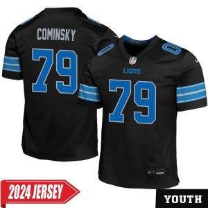 John Cominsky No 79 Youth’s Detroit Lions 2nd Alternate Vapor F.U.S.E. Limited 2024 Jersey – Black