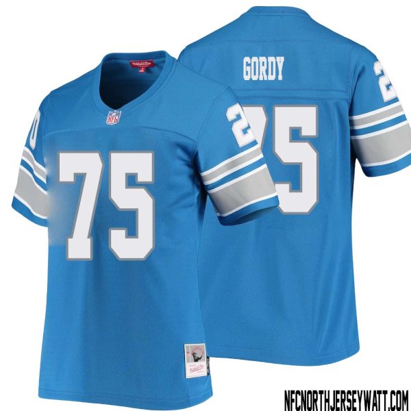John Gordy No 75 Women Mitchell & Ness Blue Detroit Lions 1996 Legacy Replica Jersey
