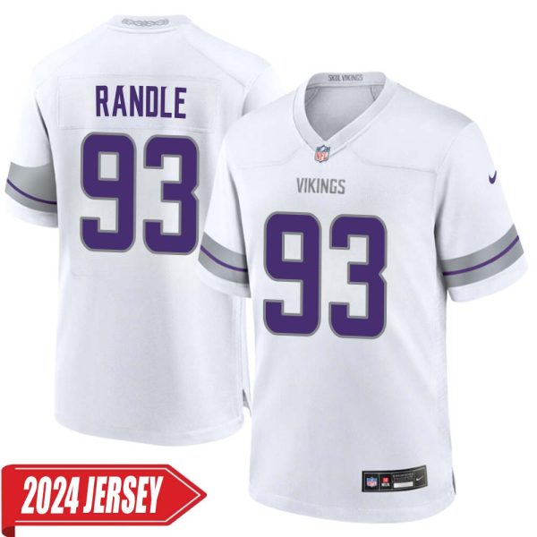 John Randle No 93 Men’S Minnesota Vikings White Alternate Custom Game 2024 Jersey