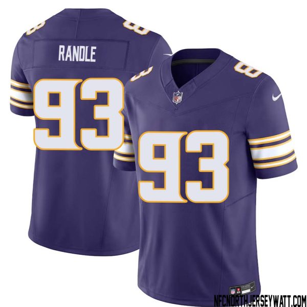 John Randle No 93 Mens Purple Minnesota Vikings Vapor F.u.s.e. Limited Jersey- Replica