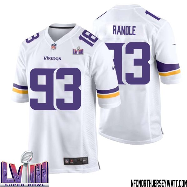 John Randle No 93 Minnesota Vikings Super Bowl Lviii Away Game Jersey White For Men – Replica