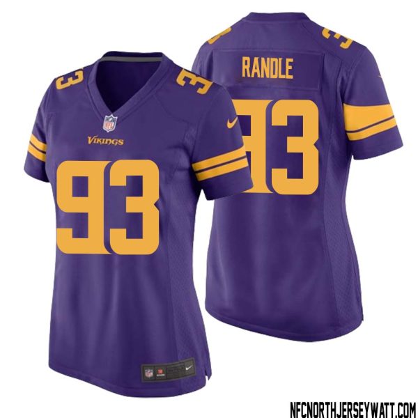 John Randle No 93 Women Purple Minnesota Vikings Alternate Game Jersey – Replica