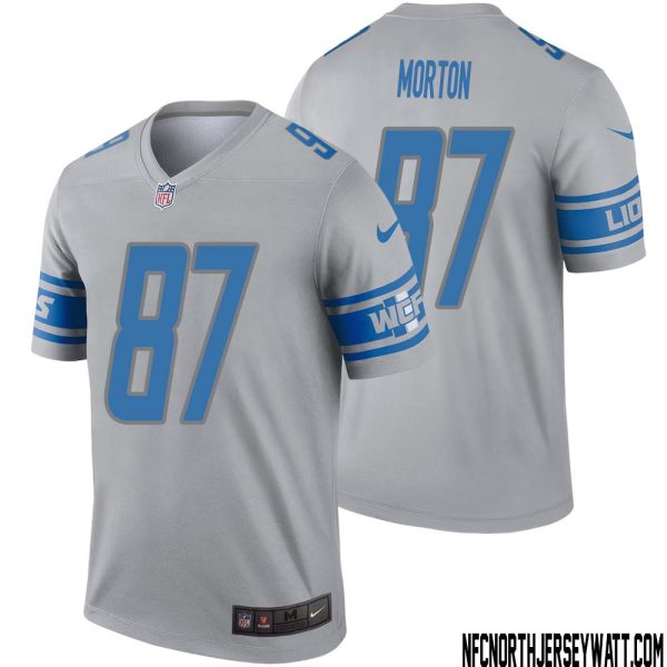 Johnnie Morton No 87 Men Gray Detroit Lions Inverted Legend Jersey – Replica