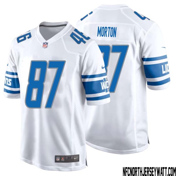 Johnnie Morton No 87 Men White Detroit Lions Player Away Game Jersey – Replica