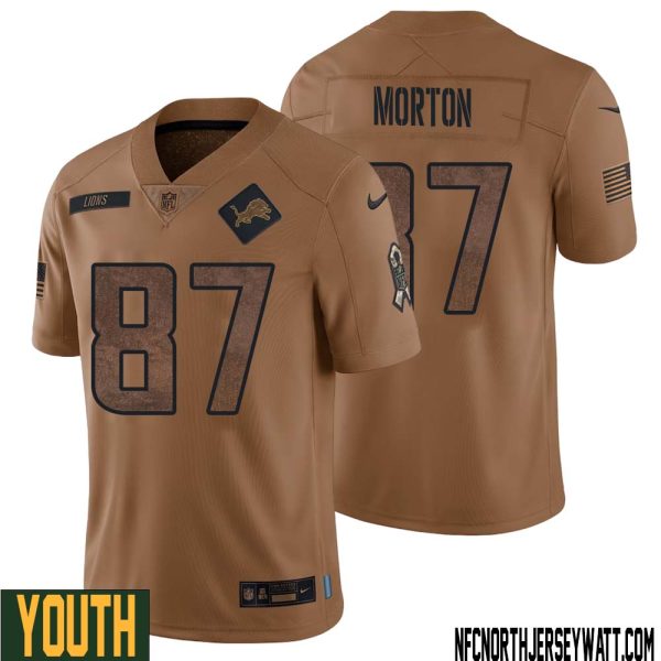 Johnnie Morton No 87 Youth Brown Detroit Lions 2023 Salute To Service Retired Player Limited Jersey – Replica
