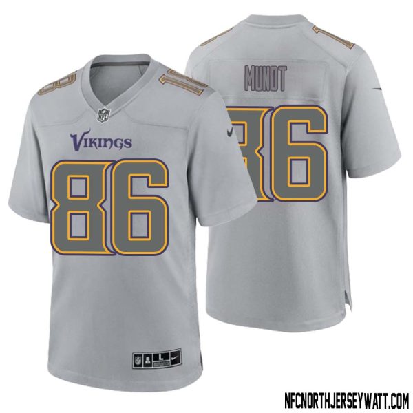 Johnny Mundt No 86 Men Gray Minnesota Vikings Atmosphere Fashion Game Jersey – Replica