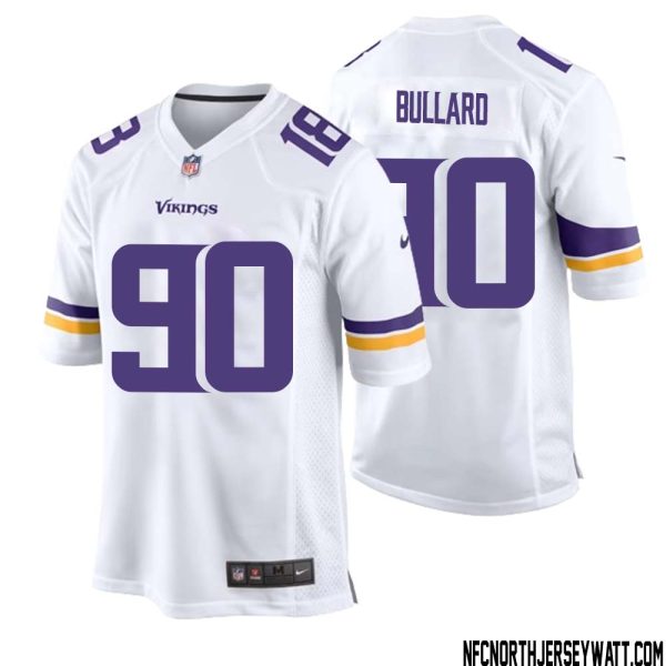 Jonathan Bullard No 90 Men White Minnesota Vikings Game Player Away Jersey – Replica