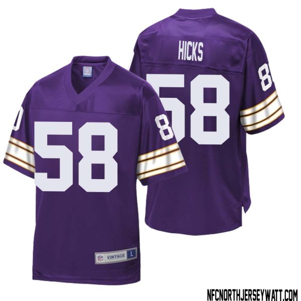 Jordan Hicks No 58 Men Nfl Pro Line Purple Minnesota Vikings Retired Player Replica Jersey