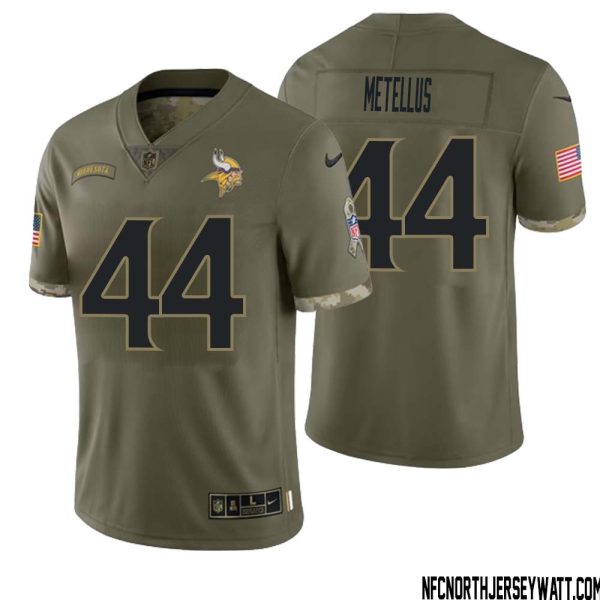 Josh Metellus No 44 Men Olive Minnesota Vikings 2022 Salute To Service Retired Player Limited Jersey – Replica