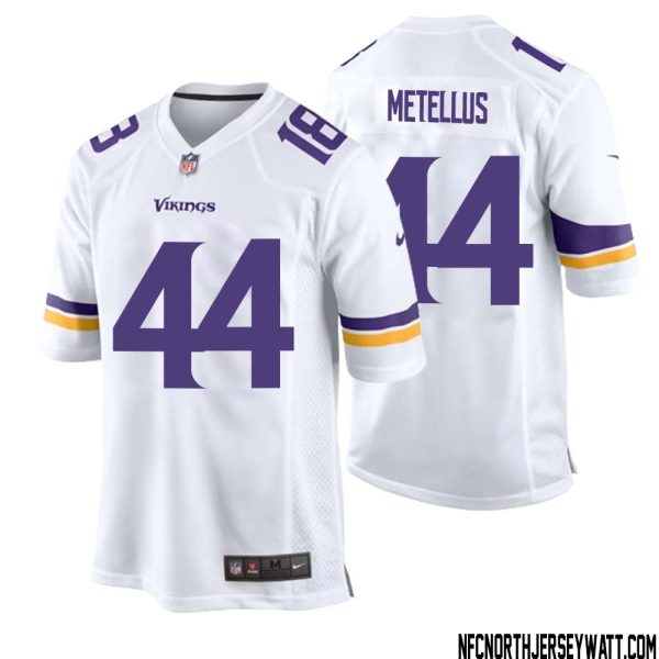 Josh Metellus No 44 Men White Minnesota Vikings Game Player Away Jersey – Replica