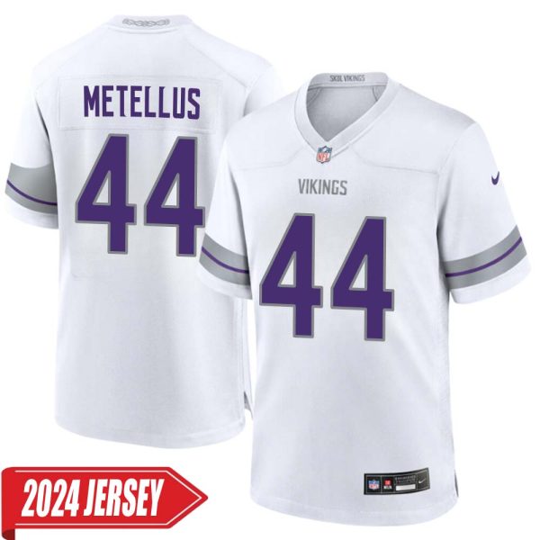 Josh Metellus No 44 Men’S Minnesota Vikings White Alternate Custom Game 2024 Jersey
