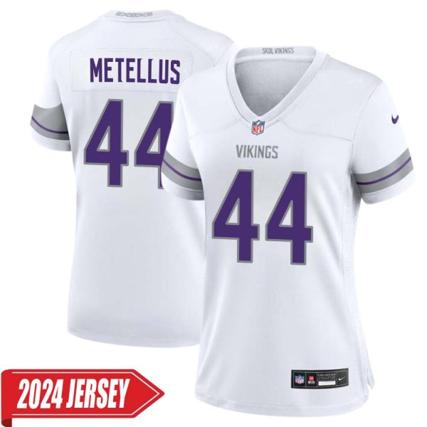 Josh Metellus No 44 Woman’S Minnesota Vikings White Alternate Custom Game 2024 Jersey