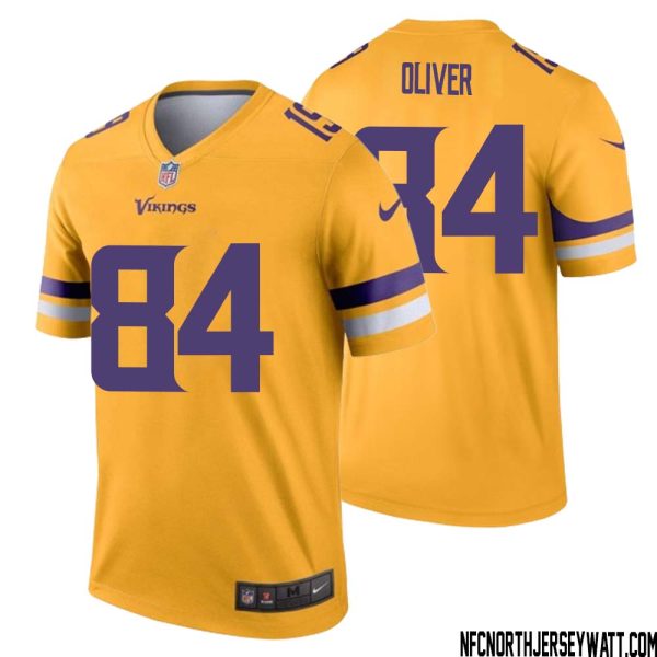 Josh Oliver No 84 Men Minnesota Vikings Gold Inverted Legend Jersey – Replica