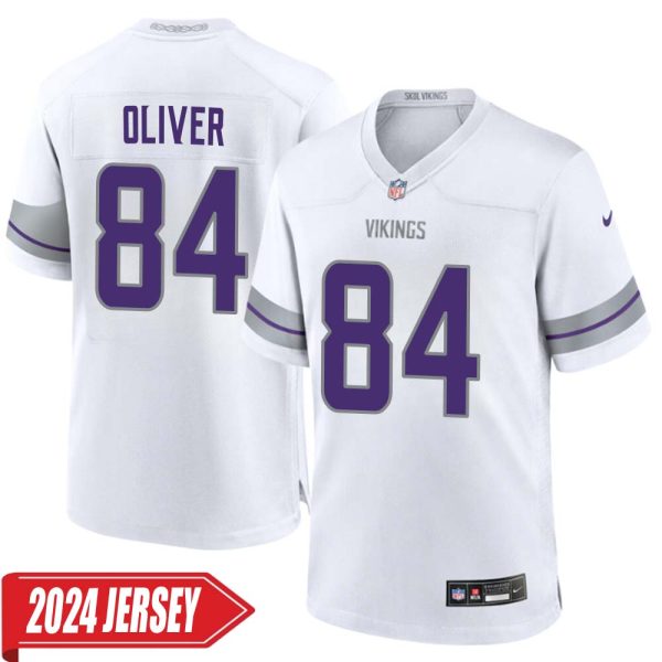 Josh Oliver No 84 Men’S Minnesota Vikings White Alternate Custom Game 2024 Jersey