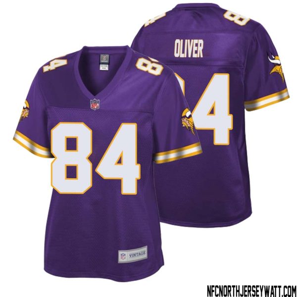 Josh Oliver No 84 Women Nfl Pro Line Purple Minnesota Vikings Retired Player Replica Jersey